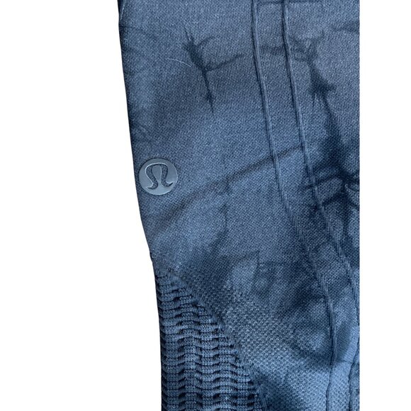 𝓛𝓾𝓵𝓾𝓵𝓮𝓶𝓸𝓷 Womens Blue Tie-Dye Ribbed Seamless High-Waisted Crop Legging - Picture 3 of 5